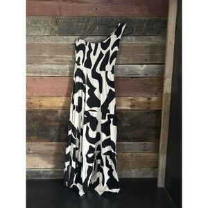 Abel The Label Anthropologie black and white Floral  Maxi Dress Womens sz M New